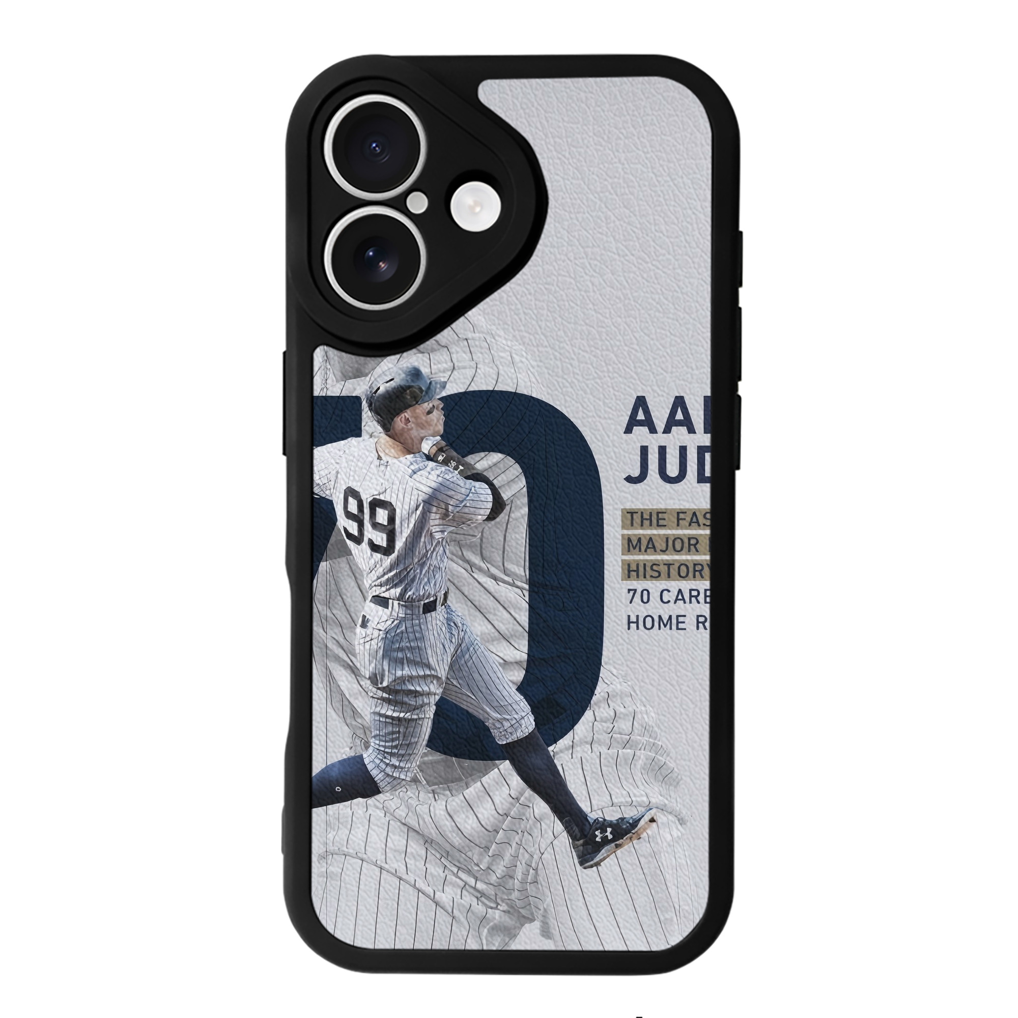 Aaron Judge 70 Home Runs IPhone 16 Silicone Leather Case – UV Print, Lambskin Texture – Perfect Fit, Wireless Charging Compatible, Scratch Resistant, Precise Cutouts – Stylish Protection For IPhone 16